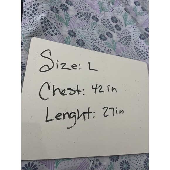 Green Town Uniform Women’s Scrub Size L Floral Abstract Cottage Hospital Nurse - Picture 10 of 10